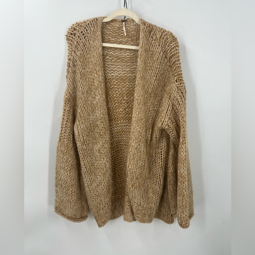 FREE PEOPLE Home Town Balloon Sleeve alpaca wool blend oversized Cardigan M